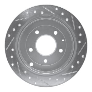 Mazda Millenia Brake Rotor (1) - Rear Left - R1 Concepts - Drilled & Slotted - Silver - `95-`02